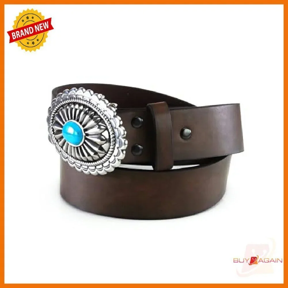 Genuine Leather Belt with Triple Snap Buckle - Women's Small to X-Large